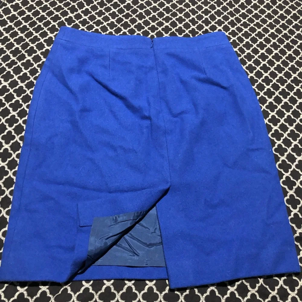J.Crew No. 2 Pencil Blue Skirt Womens Sz 8 Office Career D25 Wool Blend 46575
